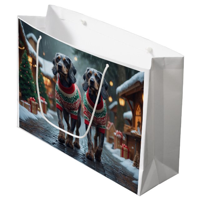 Grand Sac Cadeau Wired Haired Pointing Griffon Dogs Christmas Snow  (Devant Angle)