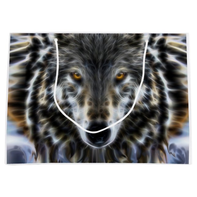 Grand Sac Cadeau Wolf Design inspiré Portrait (Devant)