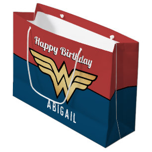 Grand Sac Cadeau Wonder Woman Golden Logo Joyeux anniversaire