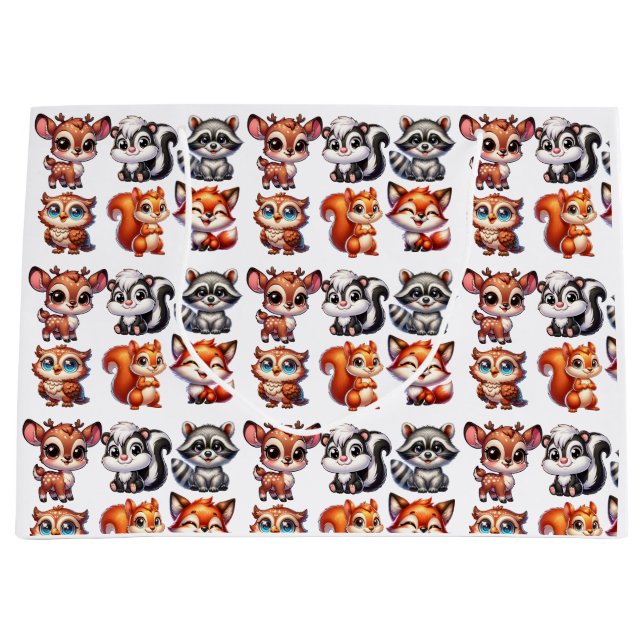 Grand Sac Cadeau Woodland Créatures Baby shower du garçon (Devant)