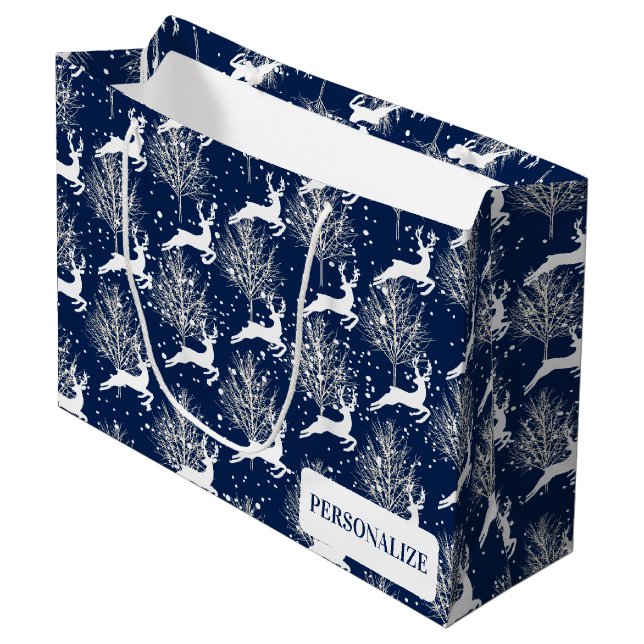 Grand Sac Cadeau Woodland Reindeer (Devant Angle)