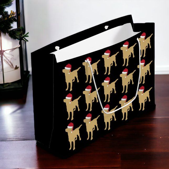 Grand Sac Cadeau Yellow Labrador Retriever En Red Santa Hat (Yellow Labrador Retriever In Red Santa Hat Large Gift Bag from Ricaso)