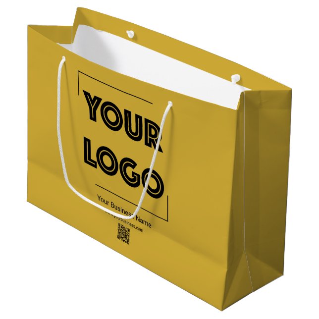 Grand Sac Cadeau Your Logo Custom Business Marketing Gold (Devant Angle)