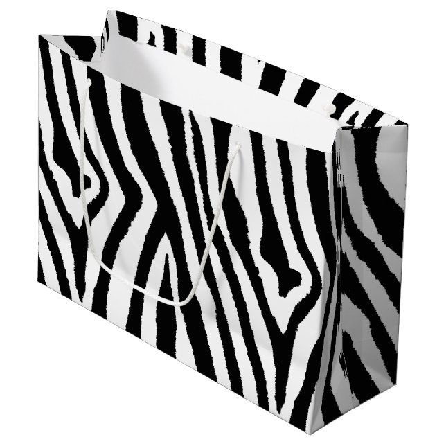 Grand Sac Cadeau Zebra Stripes noir et blanc | Bold Safari (Devant Angle)