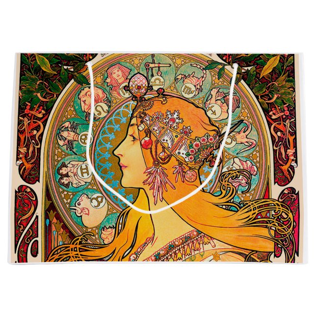 Grand Sac Cadeau Zodiac, Mucha (Devant)