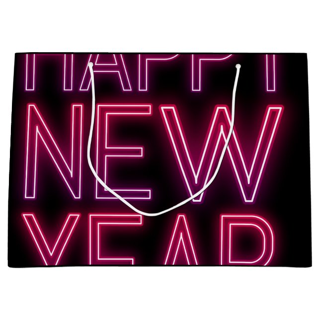 Grand Sac Cadeau Zoom dans Purple Gradient Nouvel An (Devant)