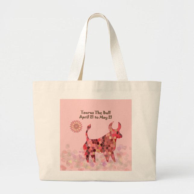 Grand sac fourre-tout à Taureau rose de verre (Devant)