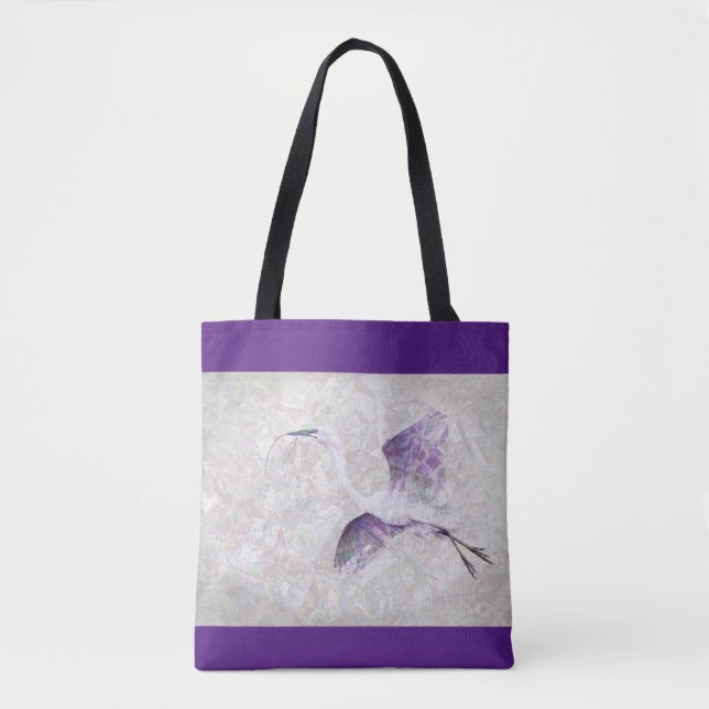 Grand Sac fourre-tout d'Art numérique Egret (Devant)