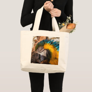 Grand sac fourre-tout portrait en macaw bleu et ja