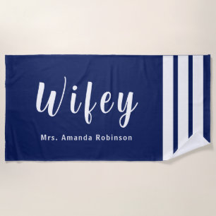 Grand Serviette de plage Wifey personnalisée