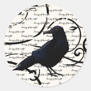 Grand Sticker Rond-Halloween Corbeau