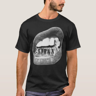 Grand T-Shirt à lèvres Y2k - T-Shirt blanc Grillz