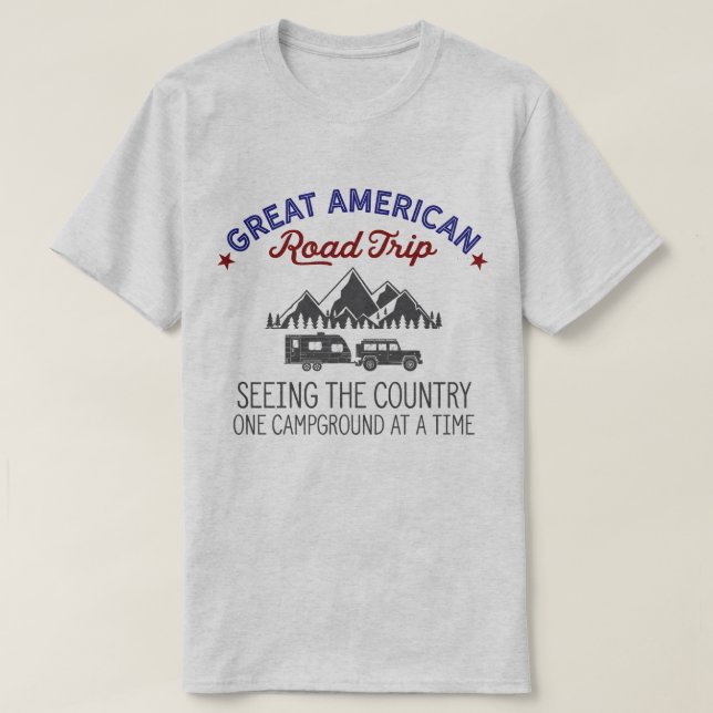 Grand T-shirt American Road Trip, Chemise RV Campi (Design devant)