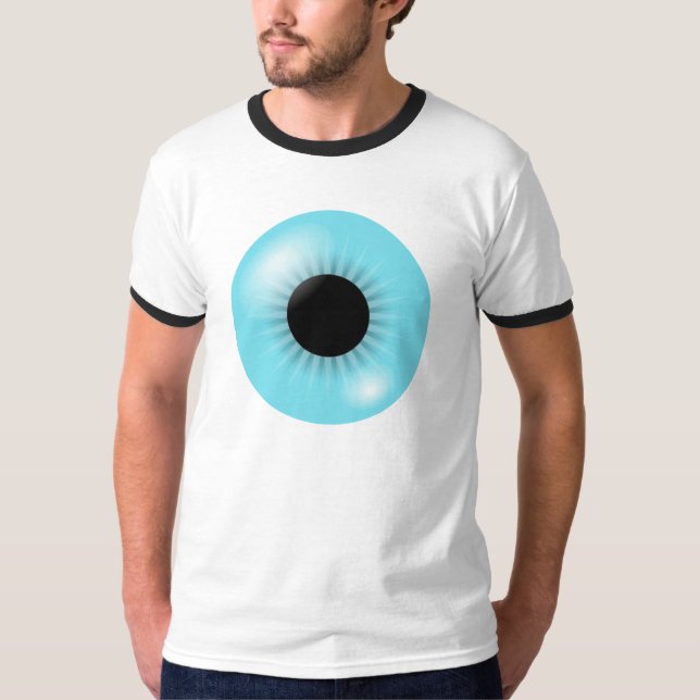 Grand T-shirt bleu de globe oculaire (Devant)