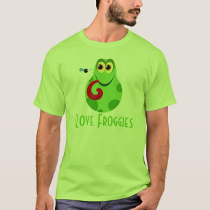 Grand T-shirt d'amour de grenouille verte