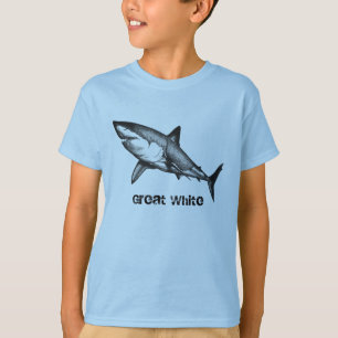 Grand T-shirt de requin blanc