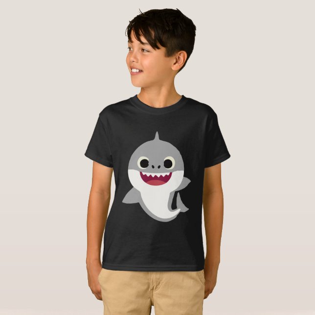 Grand T-shirt heureux principal gris de requin de (Devant entier)