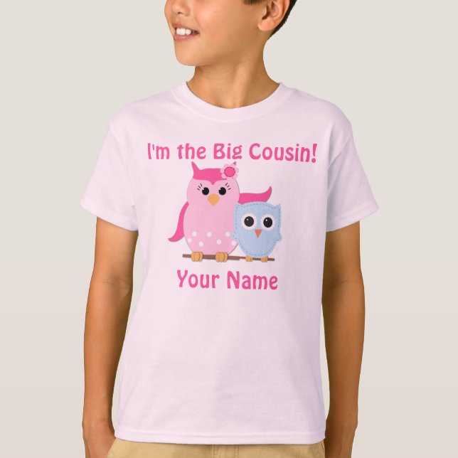 Grand T-shirt personnalisé de cousin par hibou (Devant)
