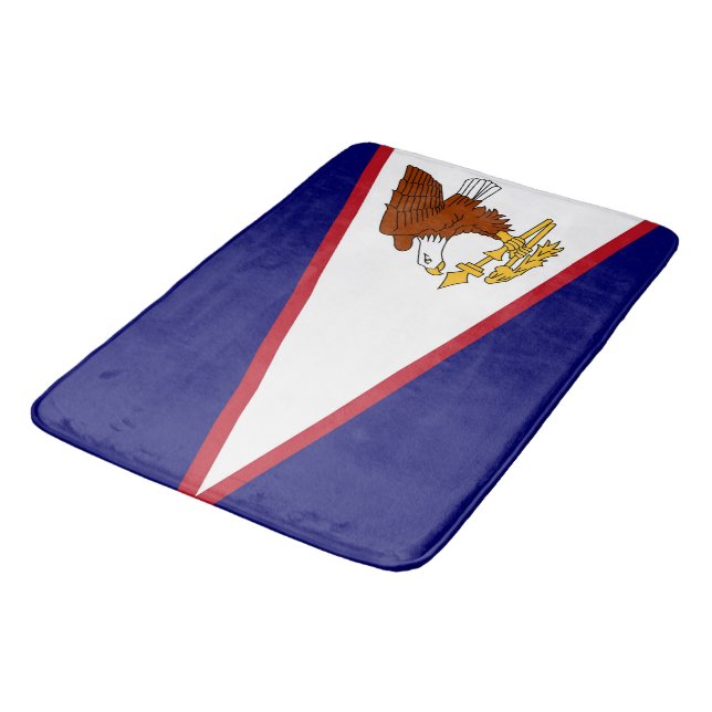 Grand tapis de bain avec drapeau des Samoa américa (Angle)