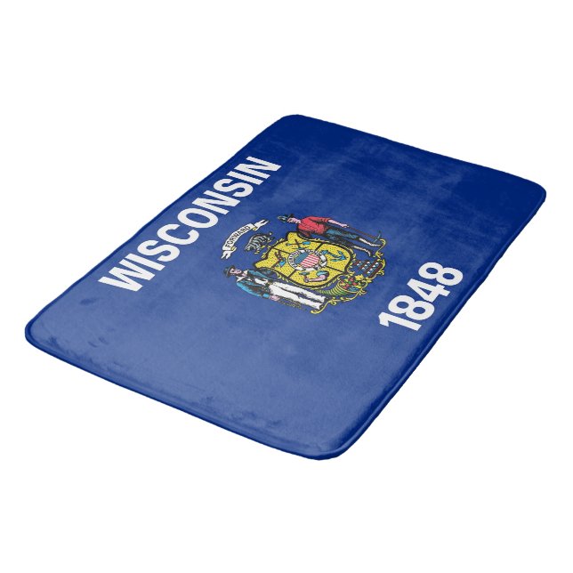 Grand tapis de bain avec drapeau du Wisconsin, USA (Angle)