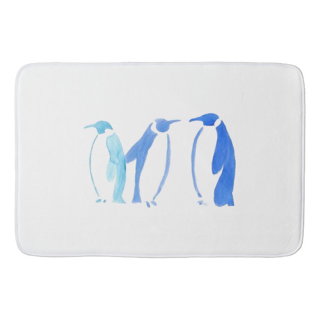Grand tapis de bain de pingouin bleu (Devant)