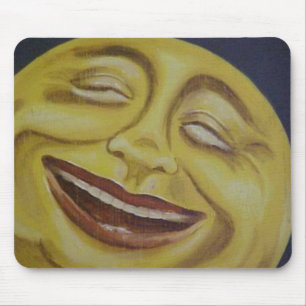 Grand tapis de souris de visage de lune