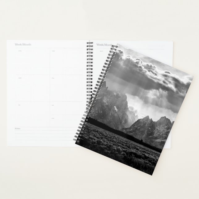 Grand Teton Mountain Range en noir et blanc (Devant avec enveloppe)