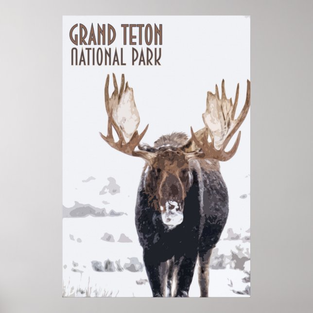 Grand Teton National Park Moose Poster vintage (Devant)