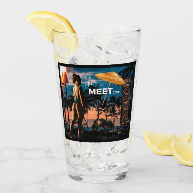 Grand TikiMeet.com Verre avec Island Girl (Devant glace)