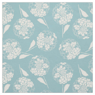 Grand tissu d'impression à bloc floral bleu dahlia