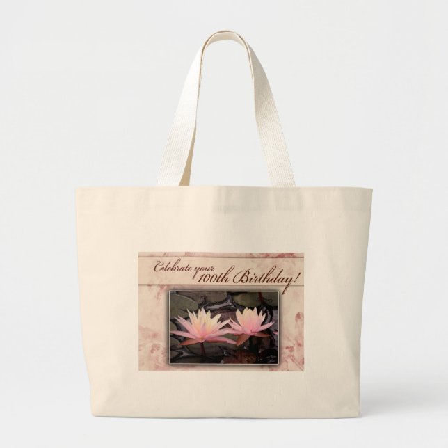 Grand Tote Bag 100th Célébration de nénuphar d'anniversaire (Devant)