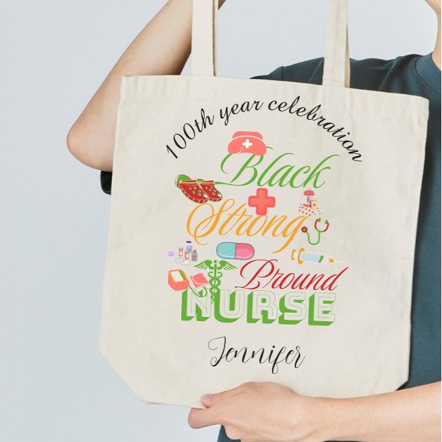 Grand Tote Bag 100th year celebration black history nurse  (Créateur téléchargé)
