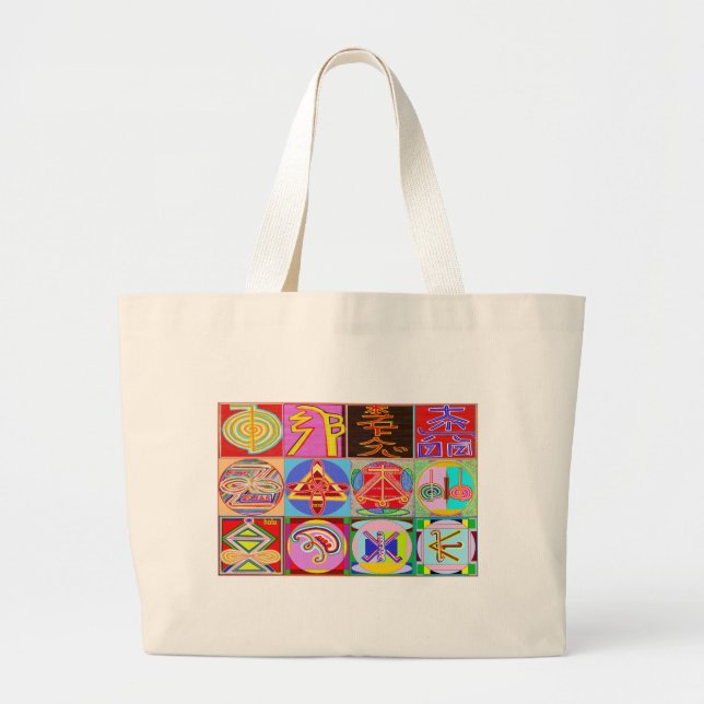 Grand Tote Bag 12 conceptions de guérison de Reiki n Karuna Reiki (Devant)
