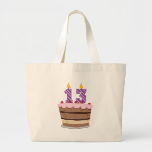 Grand Tote Bag 13 ans sur le gâteau d'anniversaire