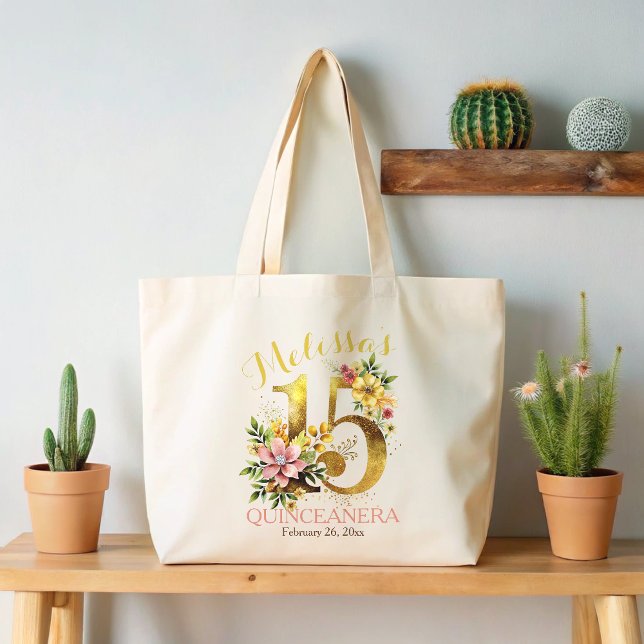 Grand Tote Bag 15e anniversaire fête florale (Créateur téléchargé)