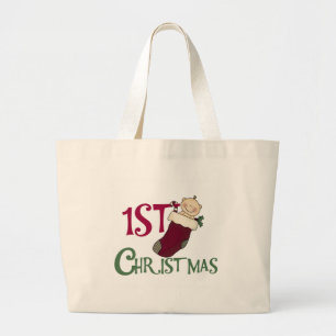 Grand Tote Bag 1er Noël-bébé en stock