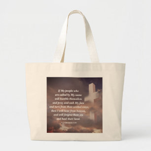 Grand Tote Bag 2 Chroniques 7:14 Si Mon Peuple Priera