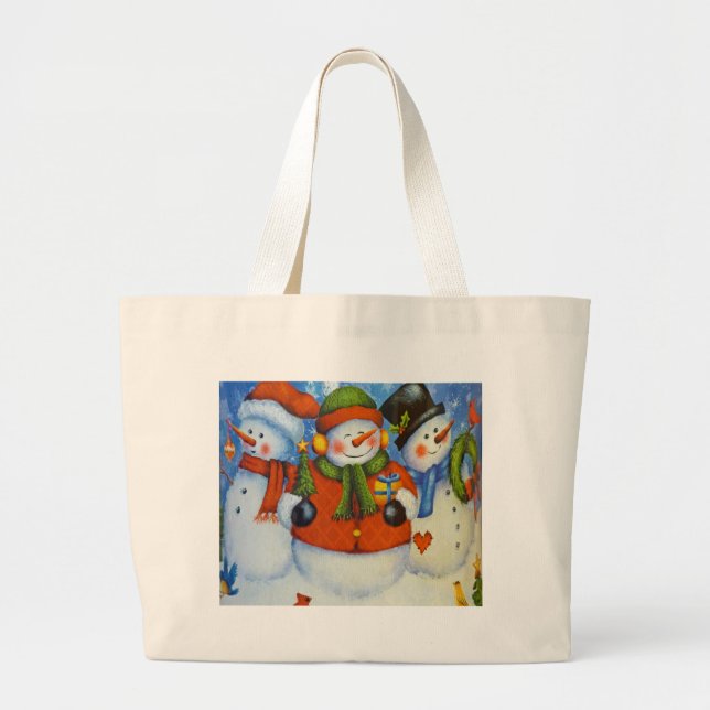 Grand Tote Bag 3 Joyeux neigeurs (Devant)