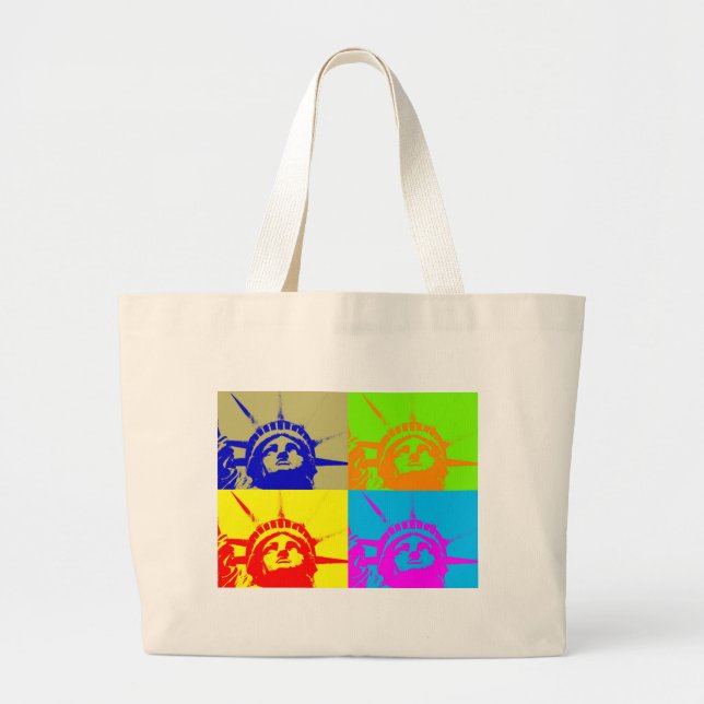 Grand Tote Bag 4 Couleur Pop Art Lady Liberty (Devant)