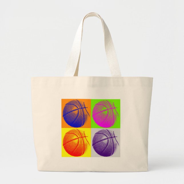 Grand Tote Bag 4 couleurs Pop Art Basketball (Devant)