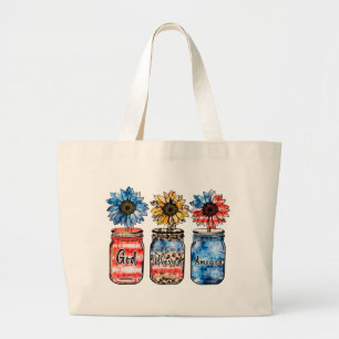 Grand Tote Bag 4 juillet Dieu béni l'Amérique