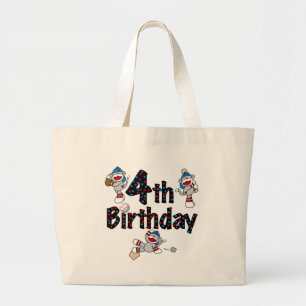 Grand Tote Bag 4e anniversaire de baseball de singe de soq