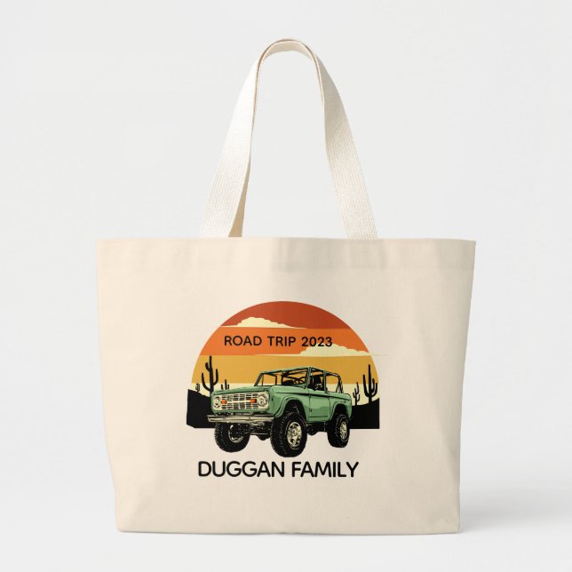 Grand Tote Bag 4x4 Family Adventure Texte personnalisé personnali (Devant)
