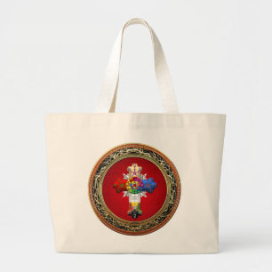 Grand Tote Bag [600] Rosy Cross (Croix Rose) sur Red & Gold