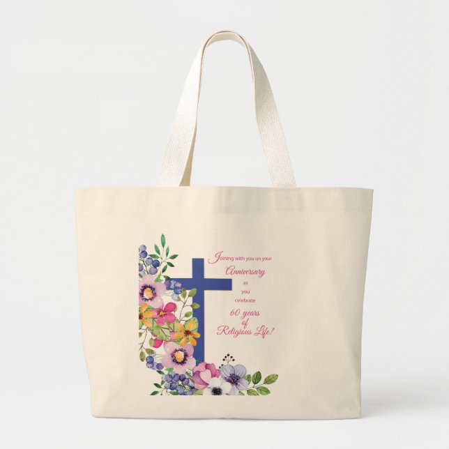 Grand Tote Bag 60e Anniversaire, Nun, Religious Life Cross (Devant)