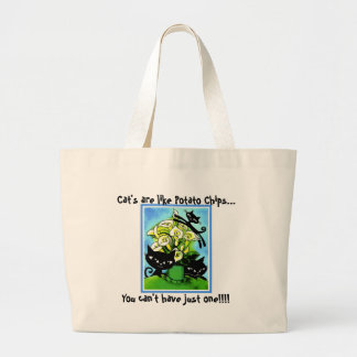 Grand Tote Bag a1alilycats2, chat sont comme des pommes chips…,