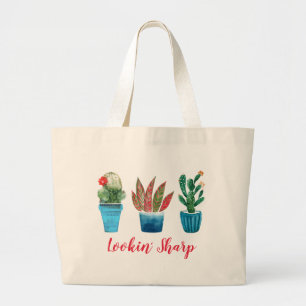 Grand Tote Bag À la recherche de Plantes de cactus à la mode   Fl
