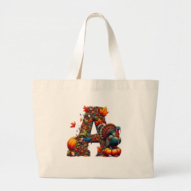 Grand Tote Bag A letter A in Thanksgiving style (Devant)