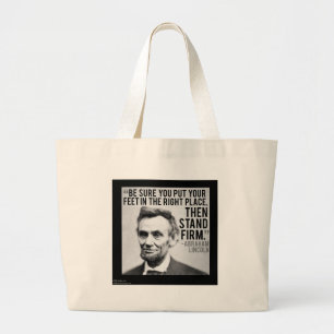 Grand Tote Bag Abe Lincoln et citation "Tenez bon"