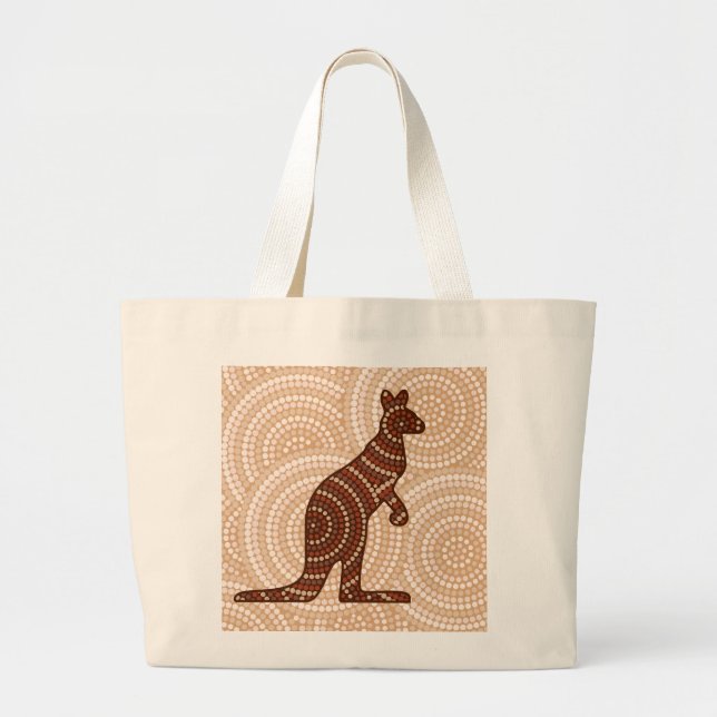 Grand Tote Bag Aboriginal kangaroo dot painting (Devant)
